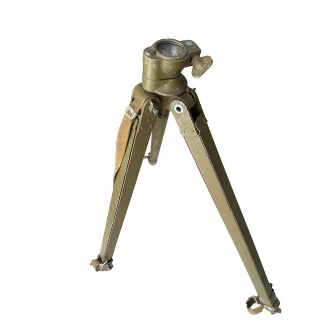 VINTAGE TRIPOD FOR CAMERA - METALLIC - ROMANIAN ARMY MILITARY SURPLUS - OLIVE - IN GOOD CONDITION