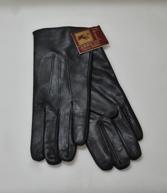 WOMEN'S LEATHER GLOVES - BLACK - MILITARY SURPLUS ROMANIAN ARMY - LIKE NEW 