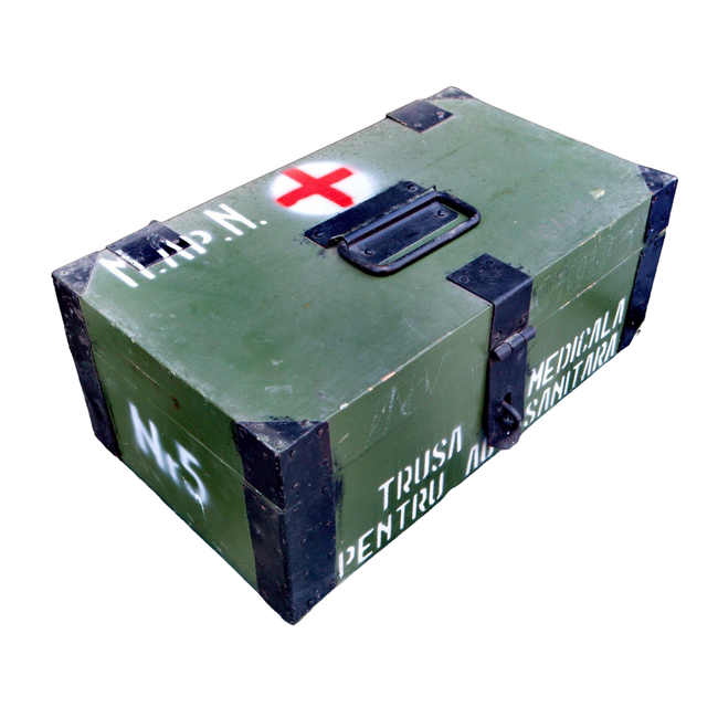 WOODEN MILITARY STORAGE CRATE - ROMANIAN ARMY SURPLUS - NO.5 - 45x26x17 CM