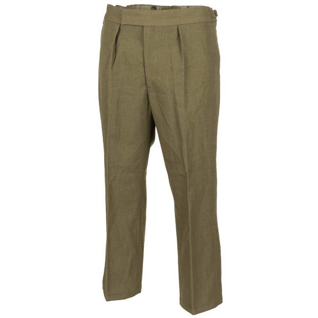 WOOL UNIFORM PANTS - OD GREEN - MILITARY SURPLUS BRITISH ARMY - USED