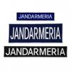 Emblemă "JANDARMERIA" spate, pe suport albastru royal și aplicare tip Velcro (cu scai) - 28x10 cm