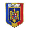 Emblema Stema Romaniei incadrata in drapel