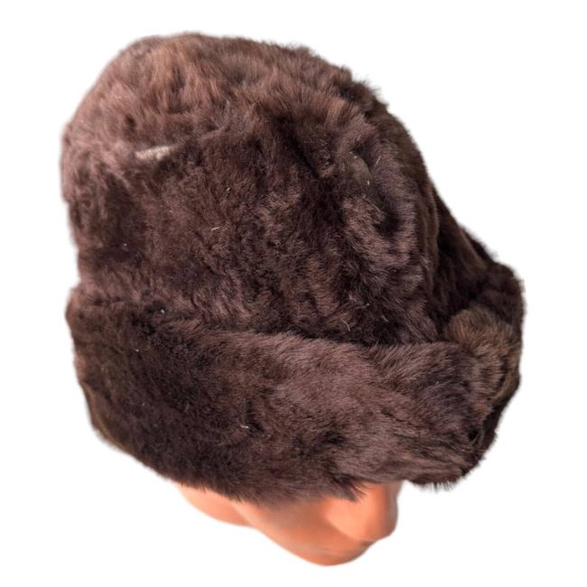 RSR FUR CAP - MEN - MILITARY SURPLUS ROMANIAN ARMY - BROWN - USED, WITH DEFECT