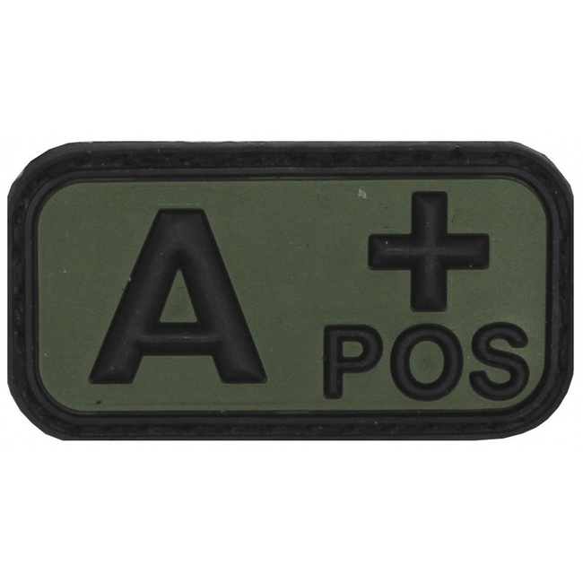 PATCH VELCRO 3D - 5 x 2,5 CM - MFH - NEGRU/VERDE OD - GRUPA SANGUINA - A POS