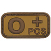 3D VELCRO PATCH - 5 x 2.5 CM - MFH® - BROWN/KHAKI - BLOOD GROUP "0 POS"