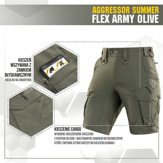 SHORT PANTS AGGRESSOR SUMMER FLEX - ARMY OLIVE - M-TAC