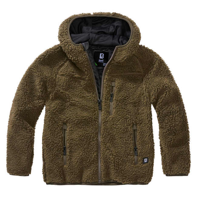 Jacheta Teddyfleece cu gluga pentru copii - olive - Brandit