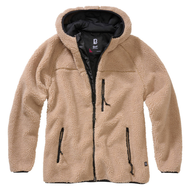 Women's Teddyfleece jacket with hood - camel - Brandit