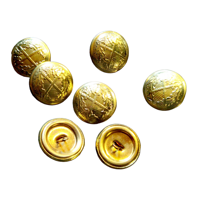 Golden metal buttons - 2,4 cm - SURPLUS MILITARY ROMANIAN ARMY - TERRESTRIAL FORTS