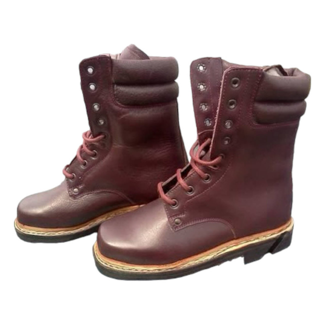 MILITARY BOOTS FOR PARATROOPERS, IUFT LEATHER - MILITARY SURPLUS ROMANIAN ARMY - DARK BURGUNDY - LIKE NEW