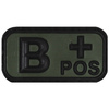 3D VELCRO PATCH - 5 x 2.5 CM - MFH® - BLACK/OD GREEN - BLOOD GROUP "B POS"