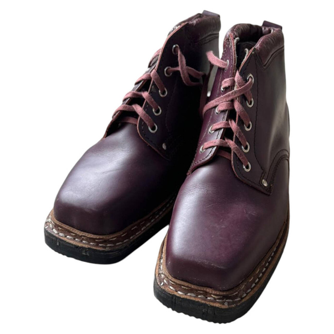  LEATHER MILITARY BOOTS - MOUNTAIN HUNTERS - MILITARY SURPLUS ROMANIAN ARMY- DARK RED - LIKE NEW