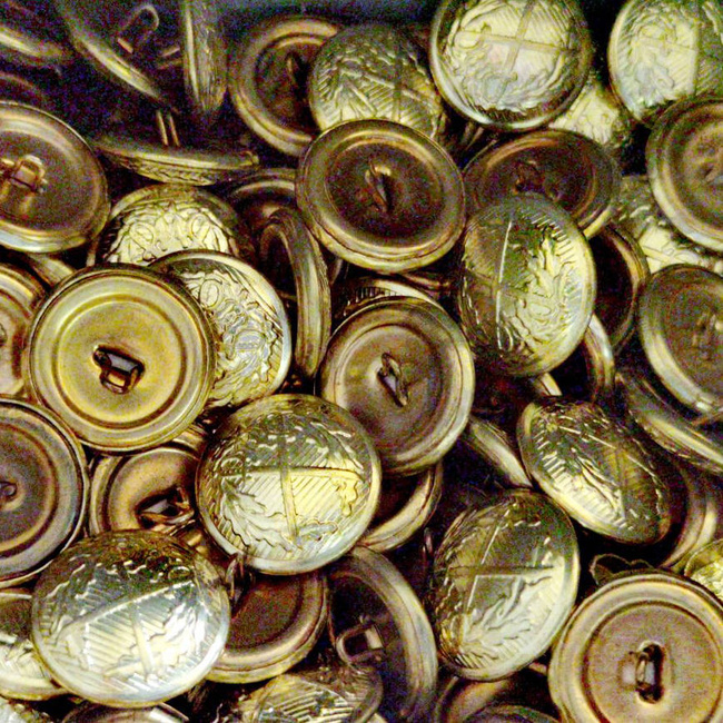 Golden metal buttons - 2,4 cm - SURPLUS MILITARY ROMANIAN ARMY - TERRESTRIAL FORTS