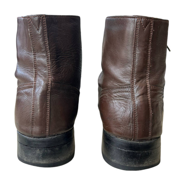 MEN'S BROWN LEATHER BOOTS - MILITARY SURPLUS FROM ROMANIAN ARMY - IN GOOD CONDITION