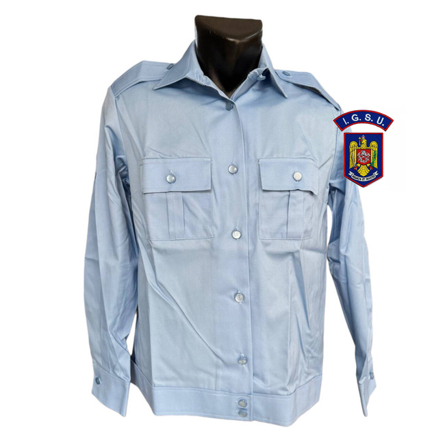  CAMASA BLUZA CADRE CU MANECA LUNGA, BUZUNARE, EPOLETI SI BANDA IN TERMINATIE - FEMEI - BLEU - POMPIERII-I.G.S.U. 