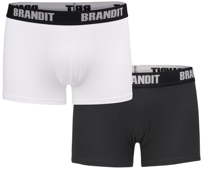 BOXERI CU LOGO - ALB/NEGRU - BRANDIT (2/PACK)