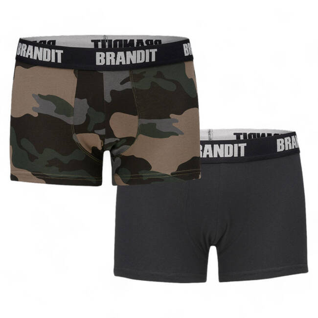 BOXERI CU LOGO - DARKCAMO/NEGRU - BRANDIT (2/PACK)