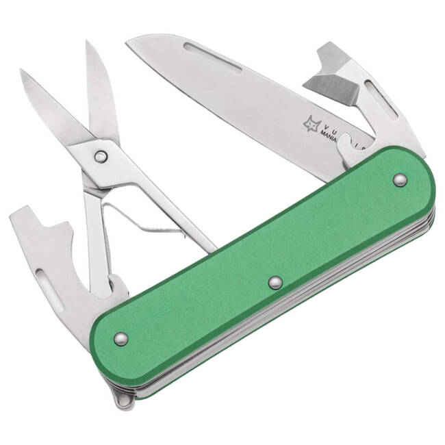 BRICEAG MULTIFUNCTIONAL DE BUZUNAR - "Fox Vulpis 130-F4 Aluminum Verde OD" - FOX KNIVES