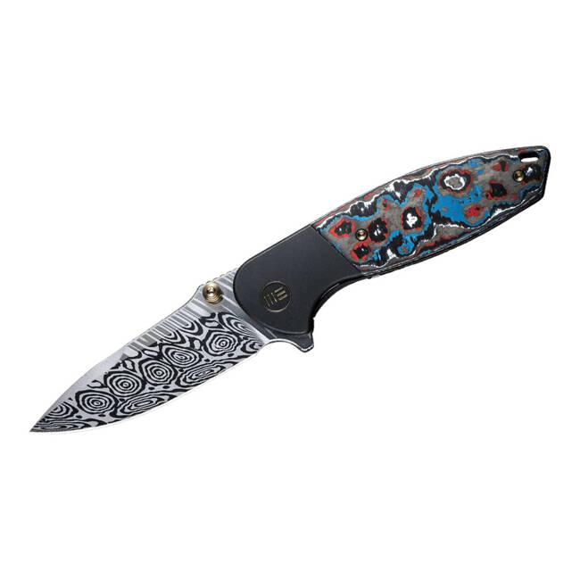 CUTIT DAMASCUS NITRO MINI NEGRU TITANIUM NEBULA CARBON - WE KNIFE