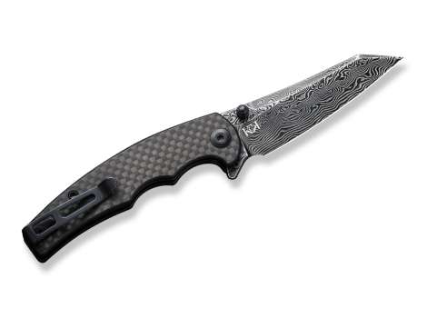 CUTIT DE BUZUNAR CIVIVI P87 TWILL CARBON DAMASCUS