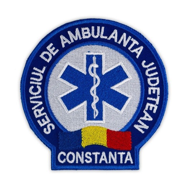 EMBLEMA AMBULANTA SAJ MANECA, CU APLICARE PRIN COASERE - COVASNA