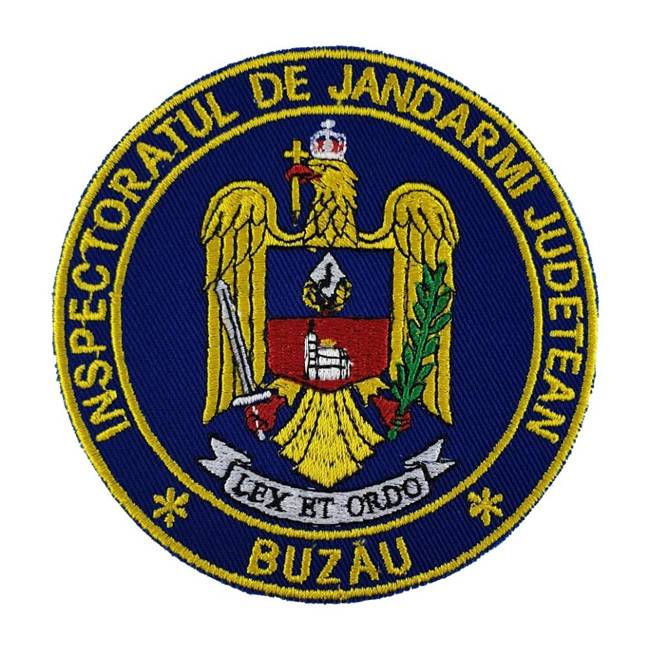 Emblema Inspectoratul de Jandarmi Judetean Buzau, emblema IJJ BUZAU, cu aplicare termica