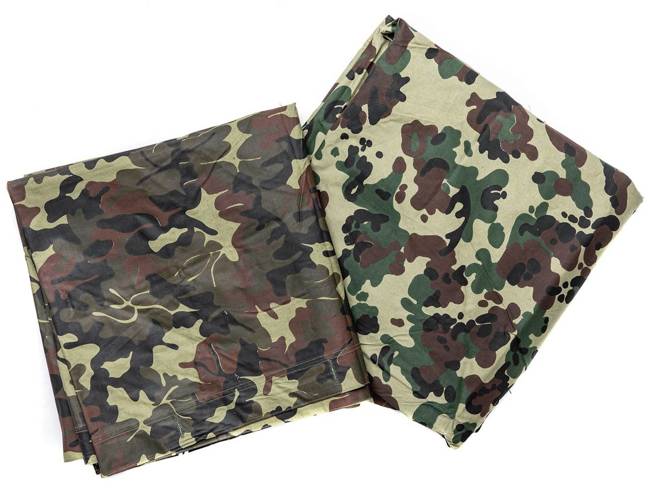 FOAIE DE CORT IMPERMEABILA, ADAPOST, PONCHO - 180 x 180 CM - CAMUFLAJ MOZAIC WOODLAND - SURPLUS MILITAR ARMATA ROMANA - CA NOUA 