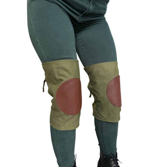 GENUNCHIERE UNISEX DIN PANZA SI PIELE - PERECHE - SURPLUS MILITAR ARMATA ROMANA - VERDE OLIVE/MARO - MARIME UNIVERSALA - IN STARE BUNA