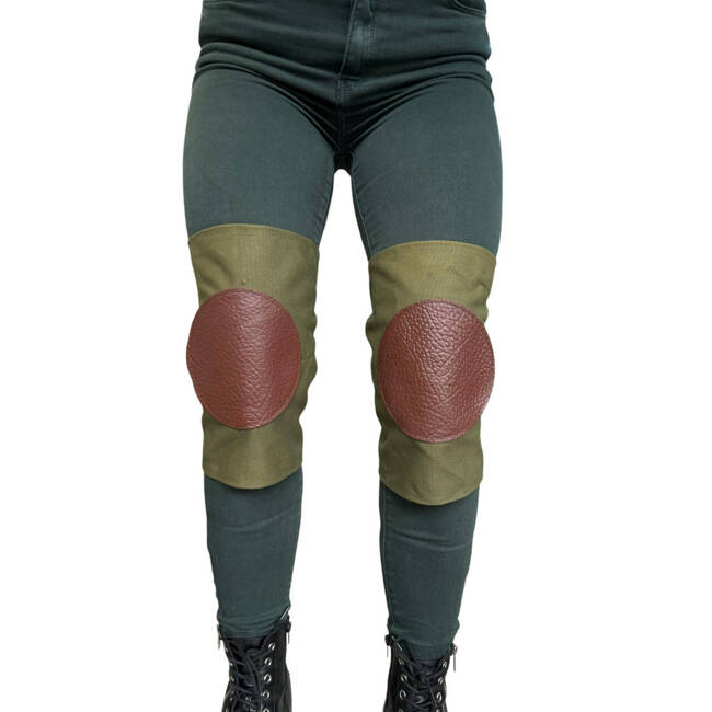 GENUNCHIERE UNISEX DIN PANZA SI PIELE - PERECHE - SURPLUS MILITAR ARMATA ROMANA - VERDE OLIVE/MARO - MARIME UNIVERSALA - IN STARE BUNA