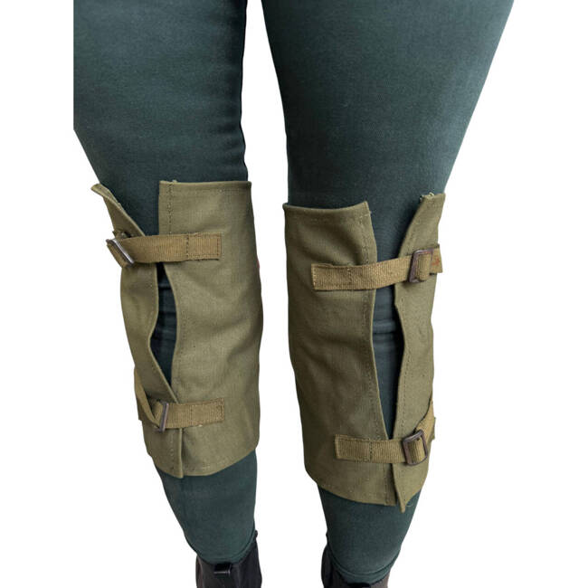 GENUNCHIERE UNISEX DIN PANZA SI PIELE - PERECHE - SURPLUS MILITAR ARMATA ROMANA - VERDE OLIVE/MARO - MARIME UNIVERSALA - IN STARE BUNA