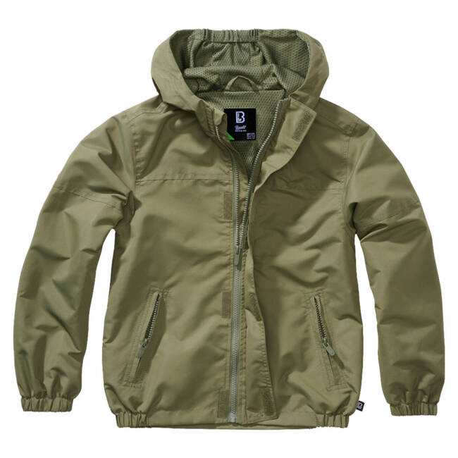 JACHETA DE VARA CU FERMOAR FRONTAL PENTRU COPII - WINDBREAKER - VERDE OLIVE - BRANDIT