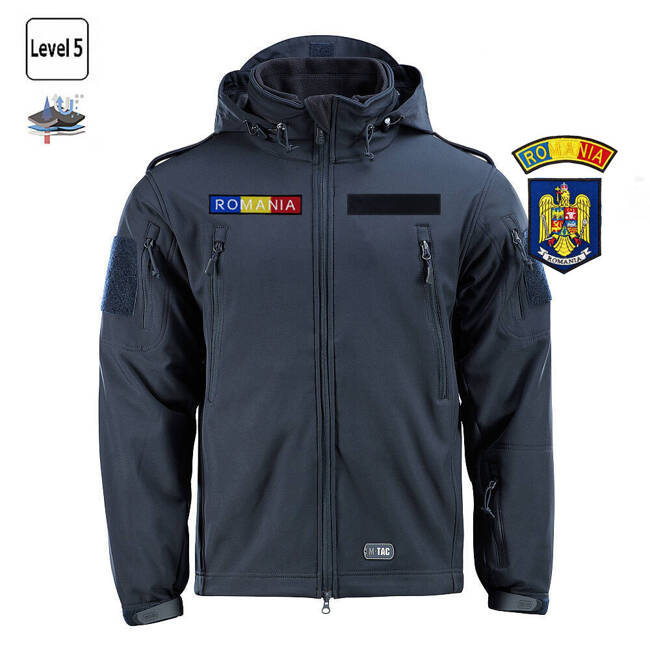 JACHETA IARNA SOFT SHELL CU CAPTUSEALA - M-TAC - BLEUMARIN - CU INSEMNE - POLITIA PENITENCIARA ANP