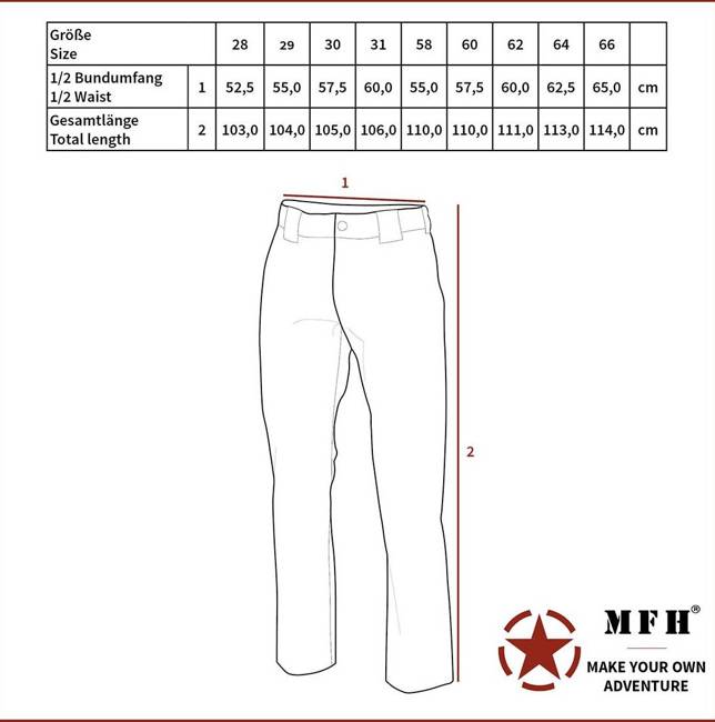 MFH® BW PANTALONI MOLESKIN, MARIMI MARI - NEGRI