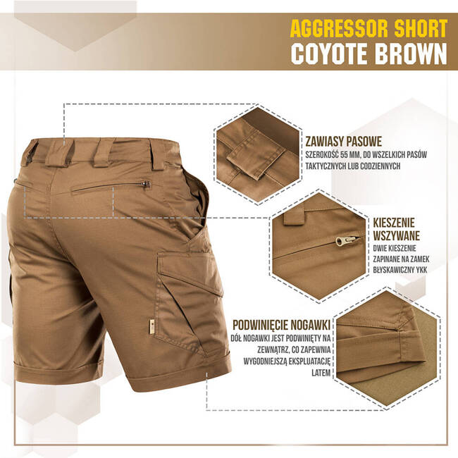 PANTALONI SCURTI AGGRESSOR SHORT - COYOTE BROWN - M-TAC