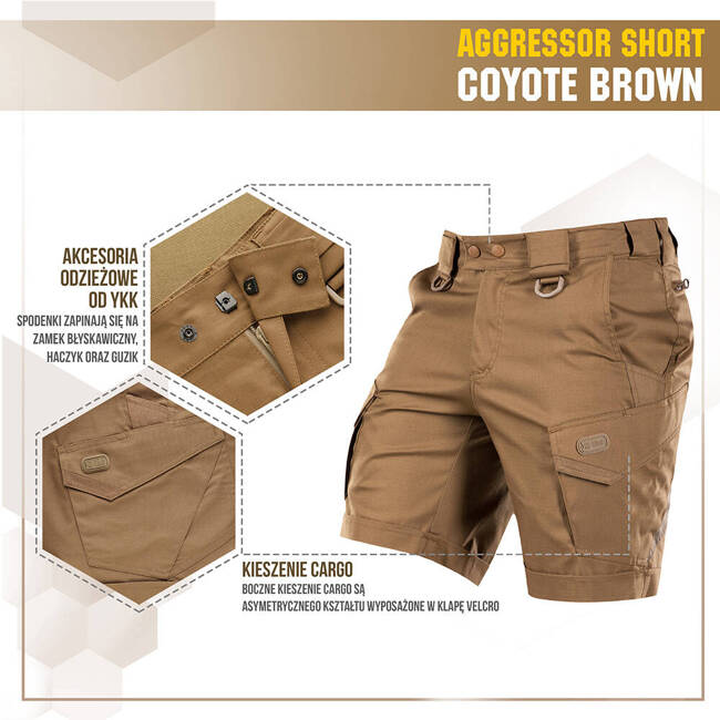 PANTALONI SCURTI AGGRESSOR SHORT - COYOTE BROWN - M-TAC