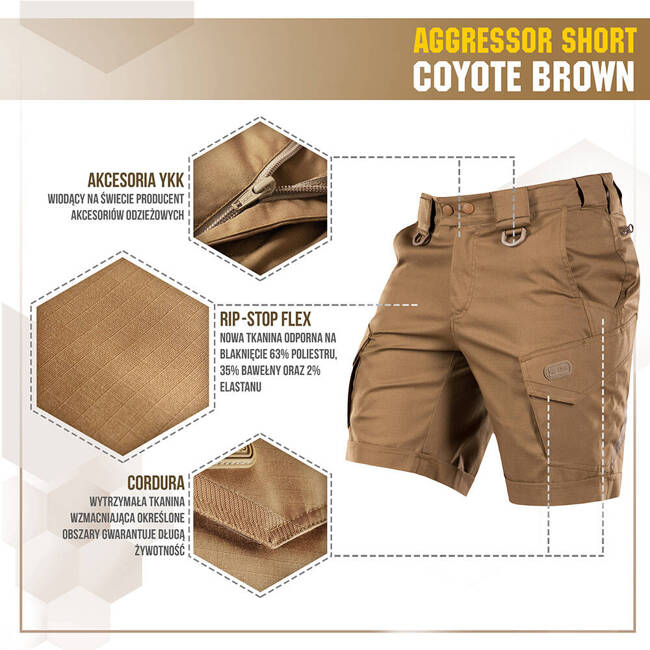 PANTALONI SCURTI AGGRESSOR SHORT - COYOTE BROWN - M-TAC