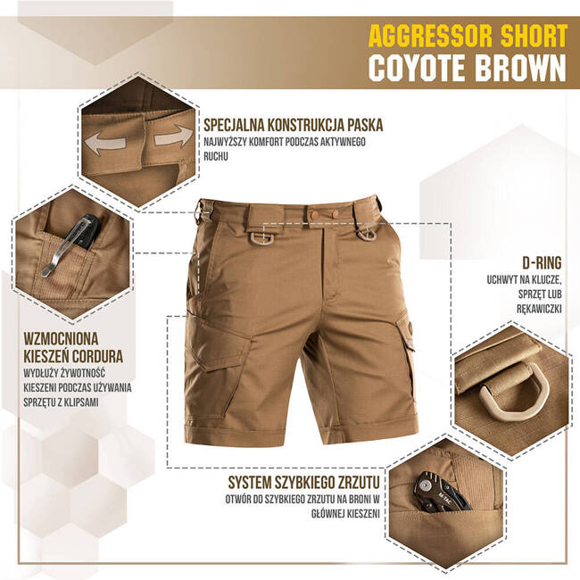 PANTALONI SCURTI AGGRESSOR SHORT - COYOTE BROWN - M-TAC