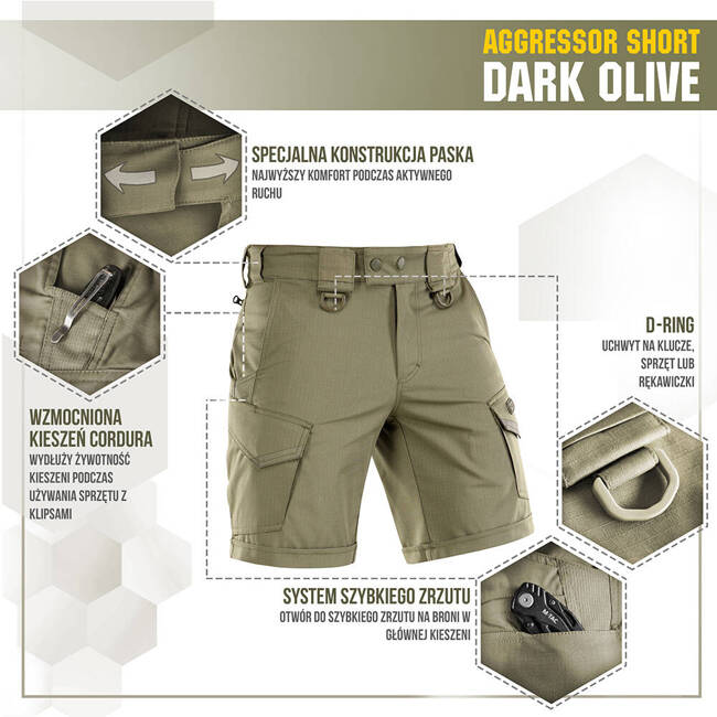 PANTALONI SCURTI AGGRESSOR SHORT - DARK OLIVE - M-TAC