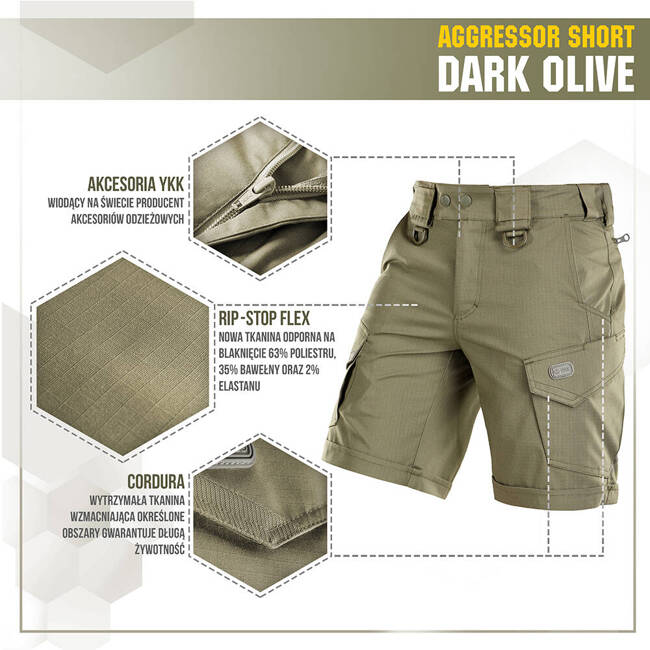 PANTALONI SCURTI AGGRESSOR SHORT - DARK OLIVE - M-TAC