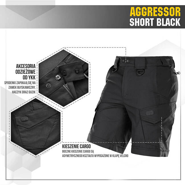 PANTALONI SCURTI AGGRESSOR SHORT - NEGRI - M-TAC