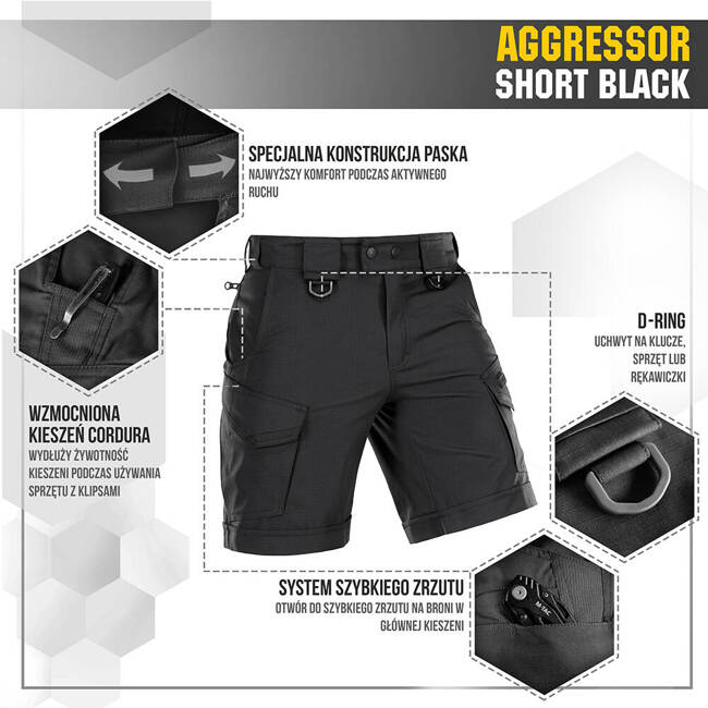 PANTALONI SCURTI AGGRESSOR SHORT - NEGRI - M-TAC