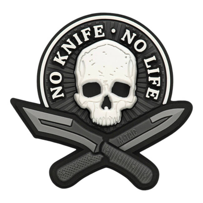 PATCH NO KNIFE - NO LIFE 3D PVC - NEGRU/ALB - M-TAC