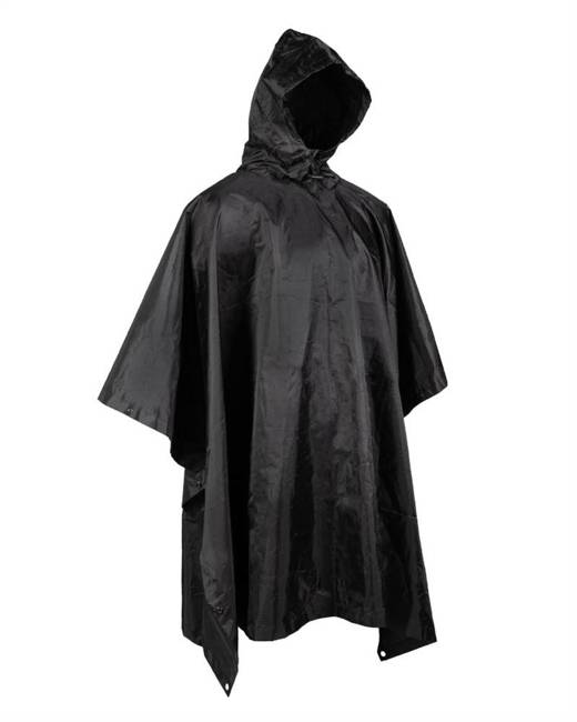 PELERINA DE PLOAIE, PONCHO RIP-STOP - "BASIC" - Mil-Tec - NEGRU