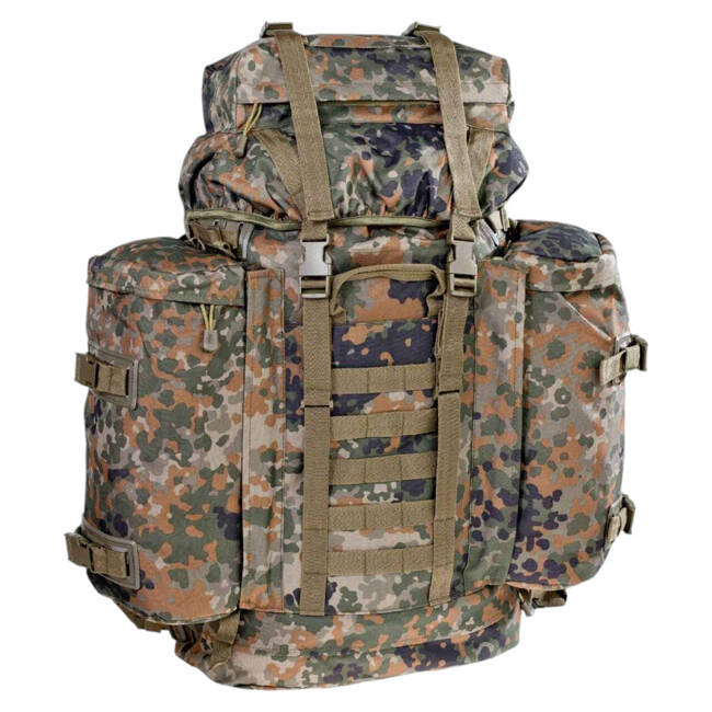 RUCSAC MOUNTAIN CU BUZUNARE LATERALE DETASABILE - 80 L - ARMATA GERMANIEI DE EST - FLECKTARN CAMO