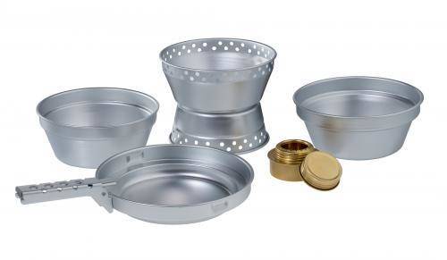 SET DE GĂTIT DIN ALUMINIU - CU SPIRTIERĂ - 7 PIESE