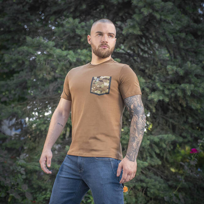 T-SHIRT 93/7 CU BUZUNAR - COYOTE BROWN - M-TAC