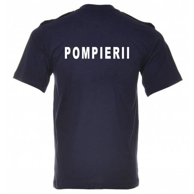 Tricou Pompierii IGSU albastru inchis cu epoleti si inscriptie 