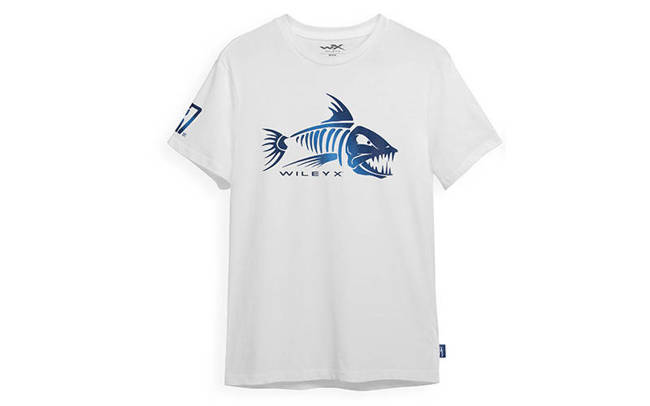 Tricou WX Fish din bumbac, cu schelet de peste, alb - Wiley X