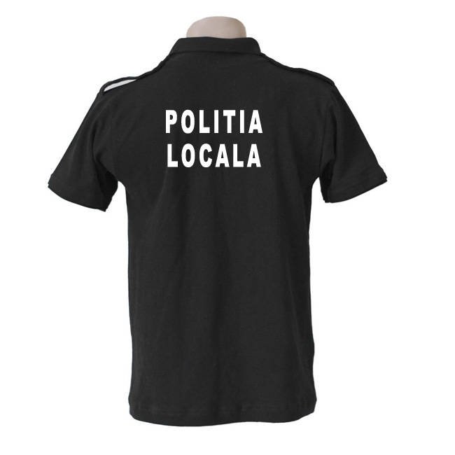 Tricou polo POLITIA LOCALA negru cu maneca scurta si epoleti