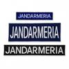 Emblemă "JANDARMERIA" spate, pe suport albastru royal și aplicare tip Velcro (cu scai) - 20x5 cm